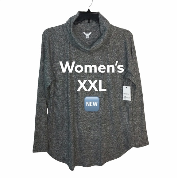 Sonoma XXL 20 - 22 Cowl Mockneck Shirt Sweater Ribbed Top Gray Stretchy NWT - Picture 3 of 11